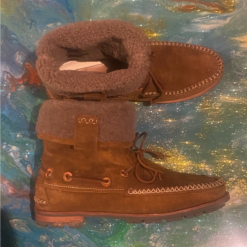 N.D.C made by hand wax Mohawk sheepskin boot Dee Cee style with Fur Lining SZ 45
